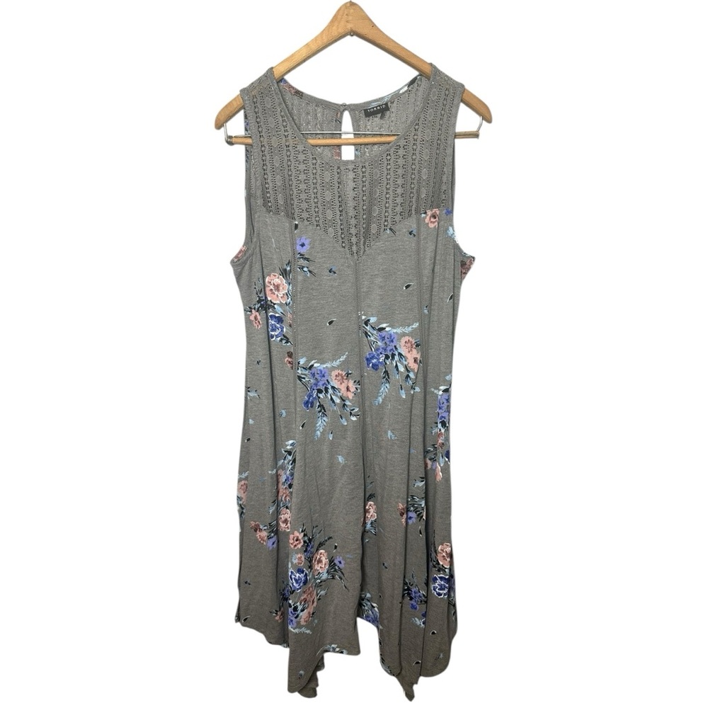Torrid Gray Floral Midi Dress - Picture 2 of 9